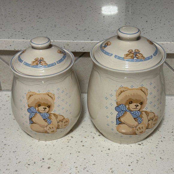 Tienshan Vintage Stoneware “Theodore Bear” Canister Set - Picture 1 of 1